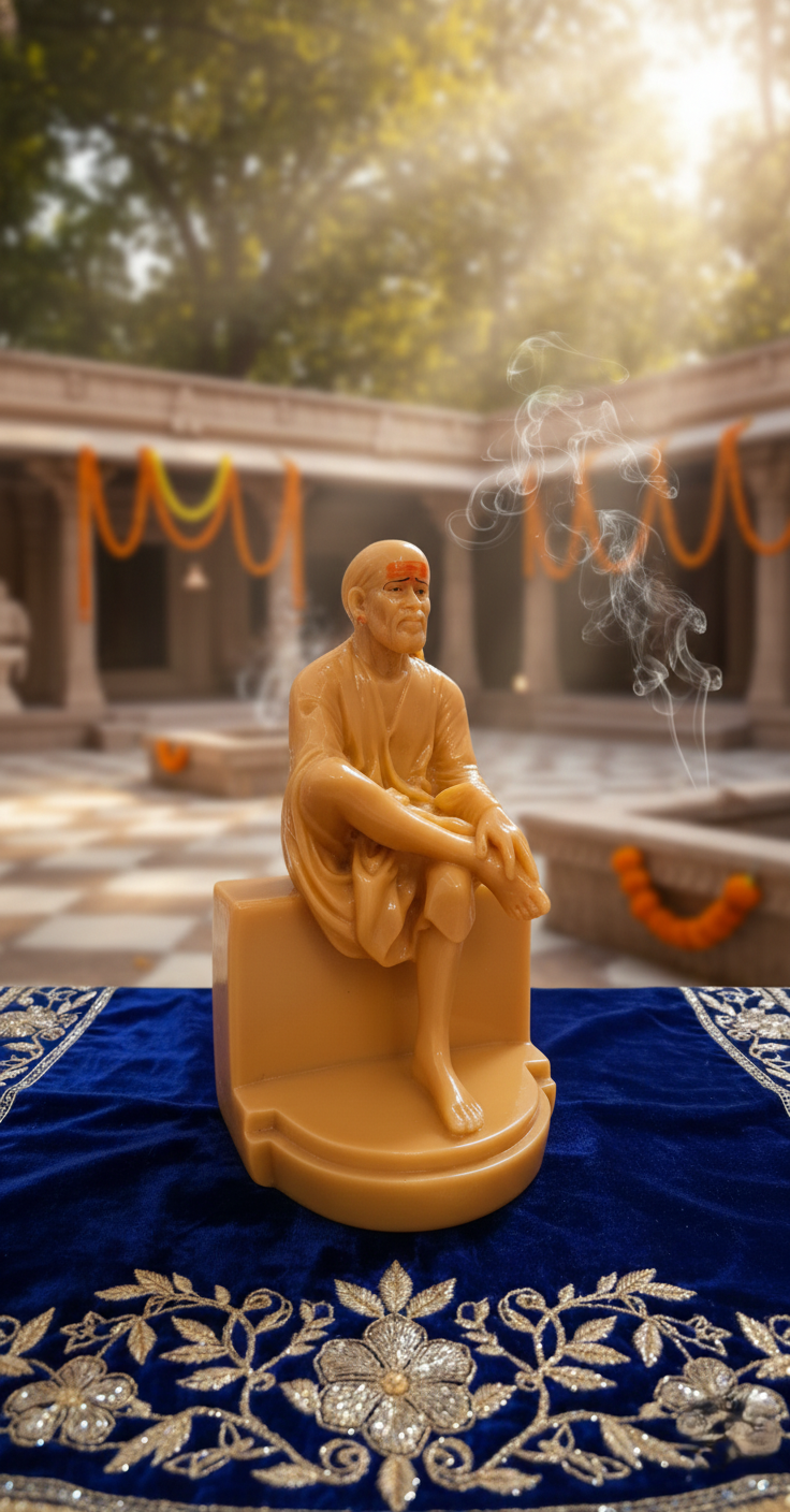 Shree Sai Baba Mandir Moorti - High Quality Orange Finish