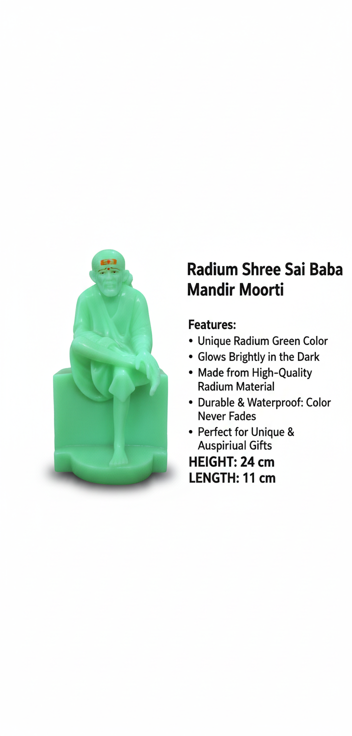 Unique Radium Shree Sai Baba Moorti - Glow in the Dark