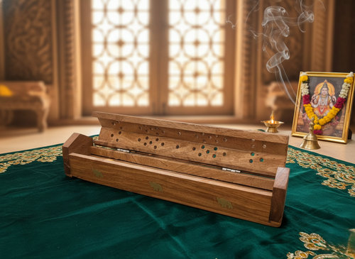 2-in-1 Agarbatti & Sambrani Box with Handy Storage Place decor