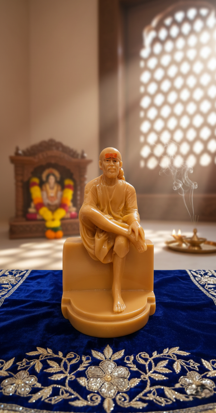 Shree Sai Baba Mandir Moorti - High Quality Orange Finish