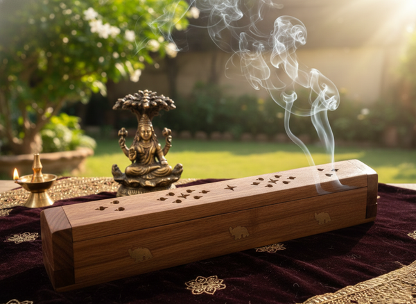 2-in-1 Agarbatti & Sambrani Box with Handy Storage Place decor